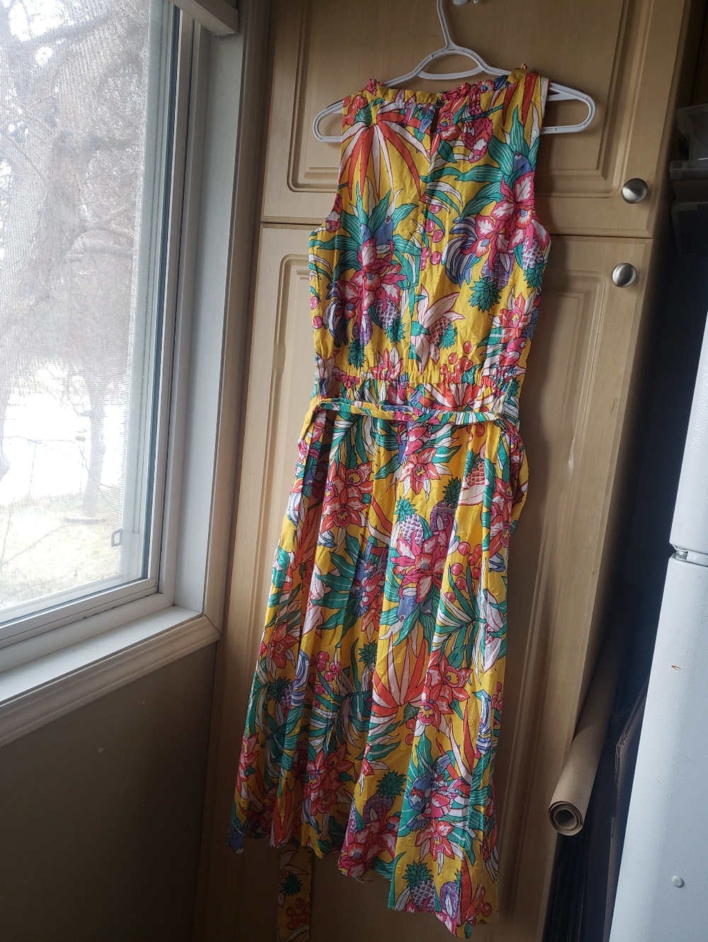 NWT Talbot Smoked Belted Fit And Flare Tropical Floral Sleeveless Dress - Picture 12 of 12